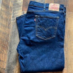 Levis 502 Regular Fit Tapered Straight Leg Dark Wash Stretch Denim Jeans W46 L27